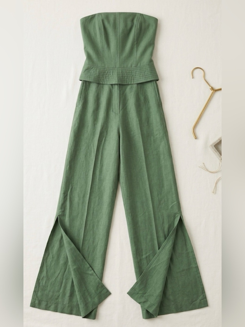 Vix High-Waist Olive Green Jumpsuit with Belt